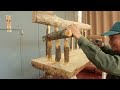 simple but amazing woodworkingl create a natural chair from solid wood and discarded wood parts