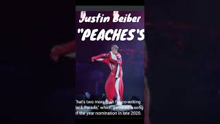 Justin Beiber was nominated for a Grammy Award for writing the song "Peache's".