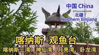 喀纳斯风景区 - 观鱼台 - 需攀登1068级台阶才能到达顶端。 喀纳斯三湾：神仙湾、月亮湾、卧龙湾. -EP#8