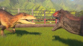 Carnotaurus vs Carcharodontosaurus - Jurassic World Evolution 2