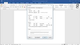 How to set the default indentation in  Word