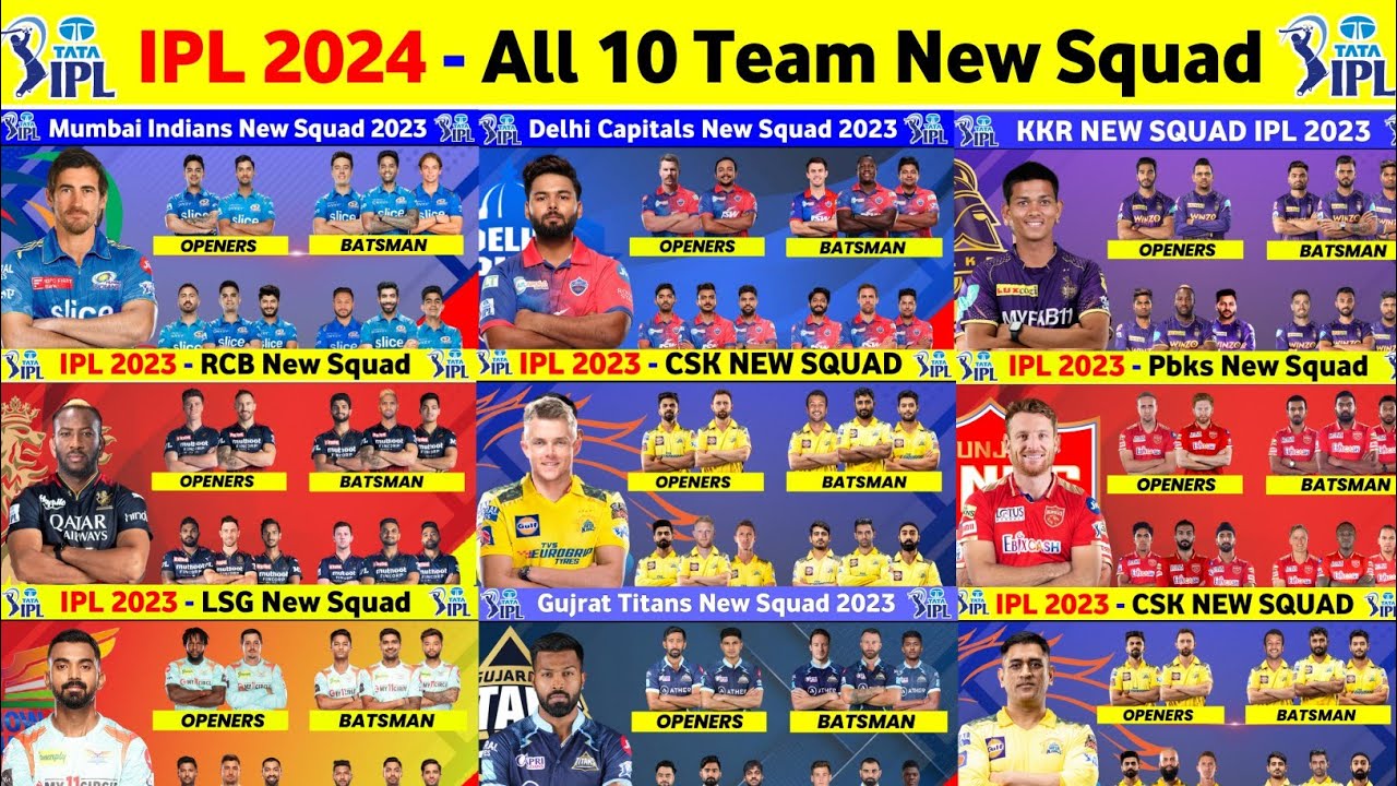 IPL 2024 All Team Squad - IPL 2024 All Team New Players List - YouTube