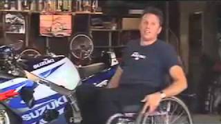 Stunt motorcycle riding paraplegic