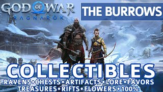 God of War Ragnarok - The Burrows All Collectible Locations (Chests, Artifacts, Ravens) - 100%