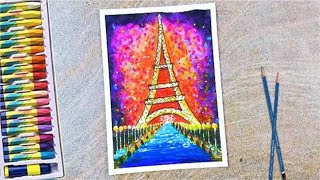 Eiffel Tower Drawing | Easy Oil pastel drawing for beginner | How to Draw - Step by Step #44