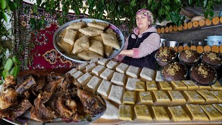 Avar Khinkali with dried meat | Delicious pastries of the Caucasus in the mountains