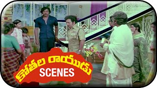 Kothala Rayudu Telugu Movie Scenes | Giri Babu Warning Chiranjeevi | Madhavi