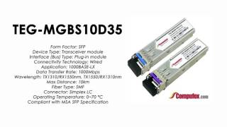 TEG-MGBS10D35  |  TRENDnet Compatible Pair 1000Base-BX 1310/1550 10km SFP