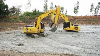 รถแบคโฮโคมัสสุpc160กับpc200ช่วยกันโกยโคลนเยอะมาก KOMATSU  Excavator | Che Chef