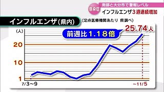 インフルエンザ　南部と大分市は「警報レベル」に　感染者数が３週連続増加　大分