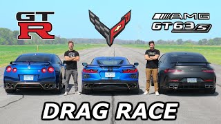 2020 C8 Corvette vs Nissan GT-R vs Mercedes-AMG GT63 S // DRAG & ROLL RACE