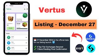 Vertus Airdrop Listing Update | Vertus Foundation Telegram Bot | December 27 Listing