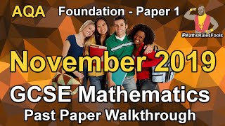 GCSE Maths AQA November 2019 Paper 1 Foundation Tier Walkthrough