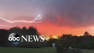 Lightning strikes against beautiful sunset