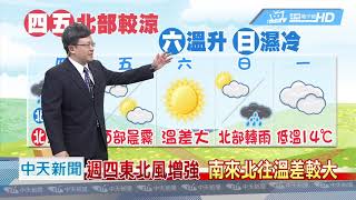 20190227中天新聞　【氣象】今晚鋒面接近　北、東部轉雨氣溫降