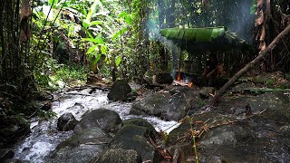 Bamboo Overnight Shelter, Fish Trap: Survival Alone | EP.143