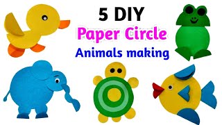 5 DIY Paper Animals / Easy Paper circle crafts / DIY paper crafts / Paper animal toys making Ideas