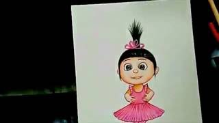 Drawing Agnes from Despicable Me - Coloured pencil
