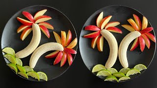 Beautiful Fruits Decoration /Banana, Apple & Cucumber Plate Decoration /Fruits Art /Fruit Decoration