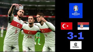 e-foltball Euro 2024 son 16 turu Türkiye - Sırbistan (3-1)