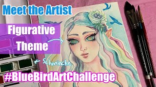 #BlueBirdArtChallenge Hosted By Dena Tollefson/Schmincke Horadam Watercolor Blue Bird Fairy