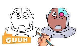 HOW TO DRAW CYBORG FROM TEEN TITANS GO
