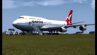 (FSX) Final Qantas 747-400 Landing into Mojave