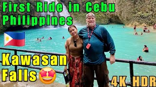 4K HDR! Foreigner First Trip to Kawasan Falls, Cebu Island, Philippines 🇵🇭 🌴 ☀️ 🥥 🍹