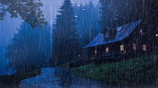 HEAVY RAIN on Roof for Deep Sleep & Insomnia Relief | Night Thunderstorm for Insomnia, Study, Relax