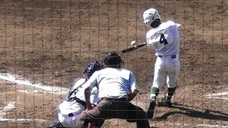 平田洸大 選手(コザ3年)　スリーランホームラン！　第65回沖縄県高等学校野球春季大会三位決定戦vs沖縄尚学　H30.4.3　北谷球場