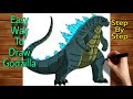 How To Draw Godzilla | Godzilla Cartoon | Godzilla Drawing