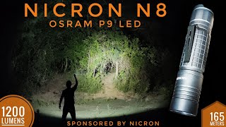 Nicron N8 Flashlight 1200 lumens max, 165 meters throw, Osram LED