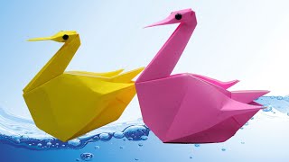 How to make Paper Swan, Easy Basic Simple Origami for Beginners Kids, Paper Crafts DIY Work Ideas