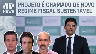 Cláudio Cajado apresenta arcabouço fiscal à imprensa; Schelp, Beraldo e Ghani repercutem