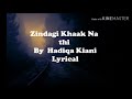 Zindagi khaak Na thi || lyrical video || zindagi Gulzar hai