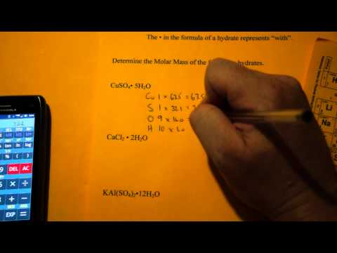 Molar Mass of Hydrates Molar Mass of Hydrates