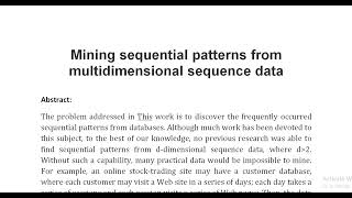 Mining sequential patterns from multidimensional sequence data