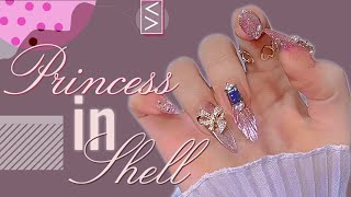 Princess in Shell nail art design by VAGA Tutorial