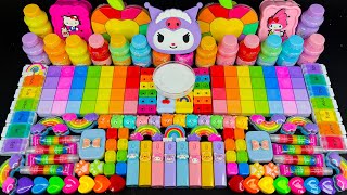 Rainbow ASMR Slime 🌈✨ | Satisfying Slime Makeup Mixing with Cute Kuromi \u0026 Hello Kitty Charms!