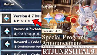 ✅OFFICIAL!! REDEEM CODES for 410 PRIMOGEMS And 4.7 LIVESTREAM DATE – Genshin Impact