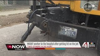 Three MoDOT workers hit on side of I-35