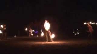 Fire dance locking Cameron Dollinger double staff Firedrums 2014