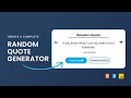 Random Quote Generator Using HTML, CSS & JS | devRasen | Complete Responsive Random Quote Generator