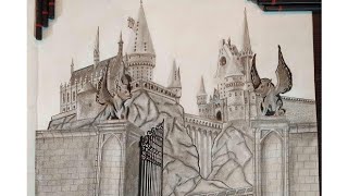 Drawing hogwarts castle from harry potter |  How to draw hogwarts castle of harry potter.