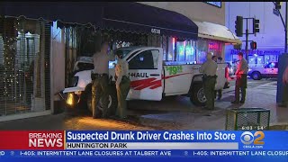 U-Haul Crashes Into Beauty Store In Huntington Park Following Chase