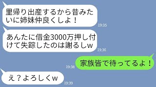 【LINE】3年前、私を保証人にして3000万の借金を押し付け失踪した妹から突然の連絡「里帰り出産するから仲直りしよ！」→いきなり帰ってきた逃亡女にある事実を伝えた時の反応がwww