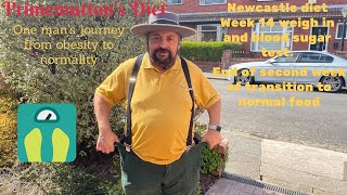 Reversing type 2 diabetes , Newcastle Diet week 14 weigh in and blood sugar test