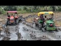 John deer 5045 4wd v/s Kubota mu5501 tractor loding trolley video