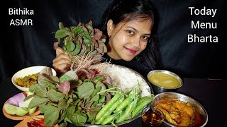 Asmr Eating Dal, Chawal, Green Peas Shak Bhorta, Mixed Veg, Fish Curry, Salad | Eating Show | Food's