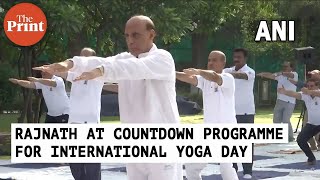 Defence Minister Rajnath Singh participates in the countdown programme for International Yoga day